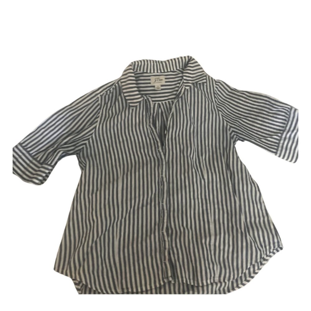 J Crew Short Sleeve Striped Popover Shirt Size Small